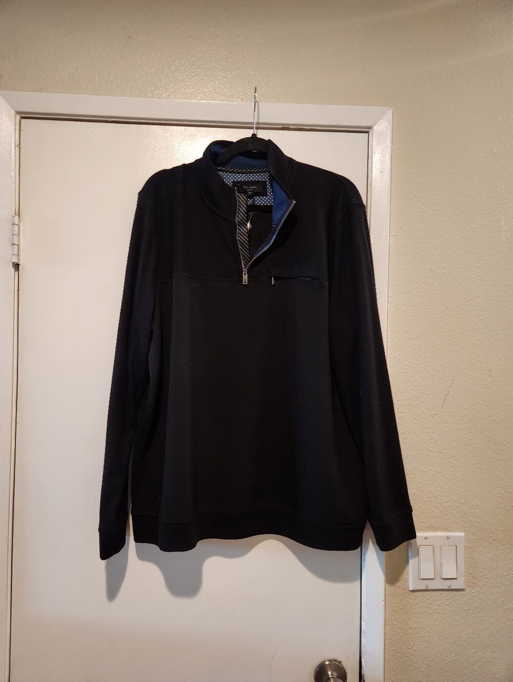 Men's Black Quarter-Zip Sweater Pullover
